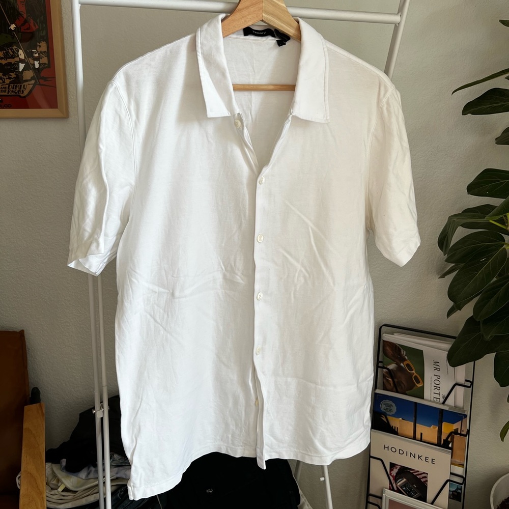 Theory White Short Sleeve Button Down